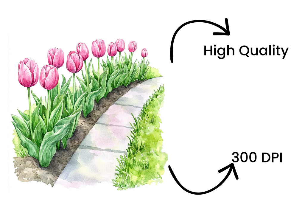 Tulip Garden Path Clipart Bundle