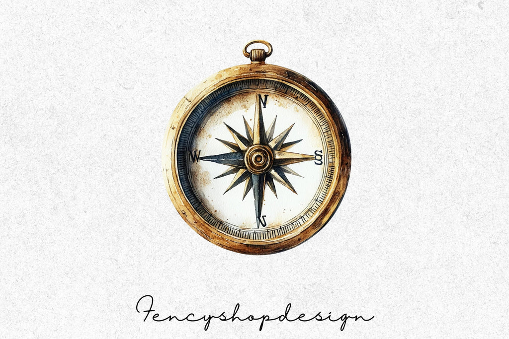 Antique Compass Nautical Clipart Bundle