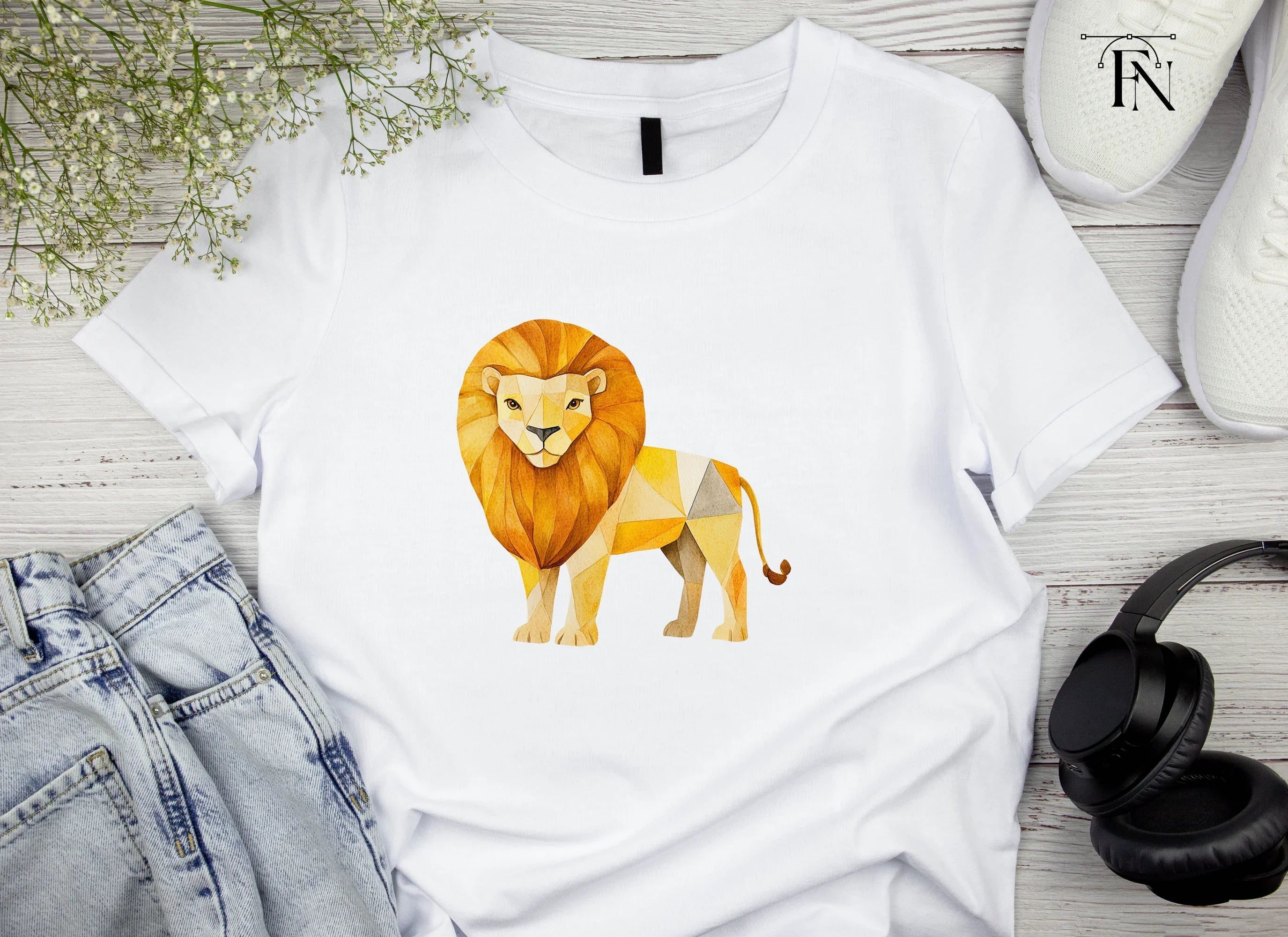 Abstract Polygonal Lion Clipart Bundle