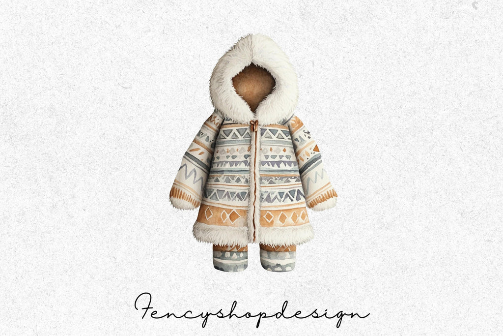 Arctic Winter Clothing Portraits Clipart Bundle