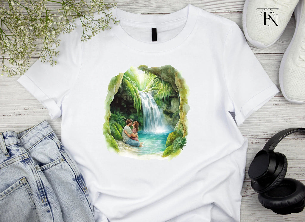 Romantic Couple Jungle Waterfall Clipart Bundle