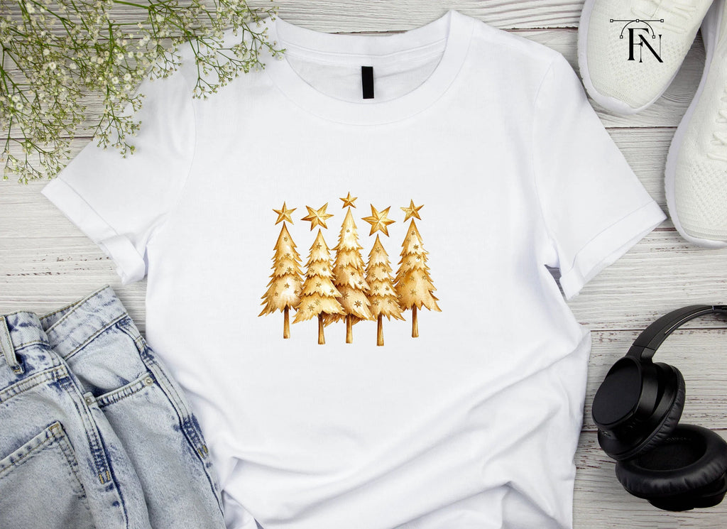 Golden Christmas Tree Clipart Bundle