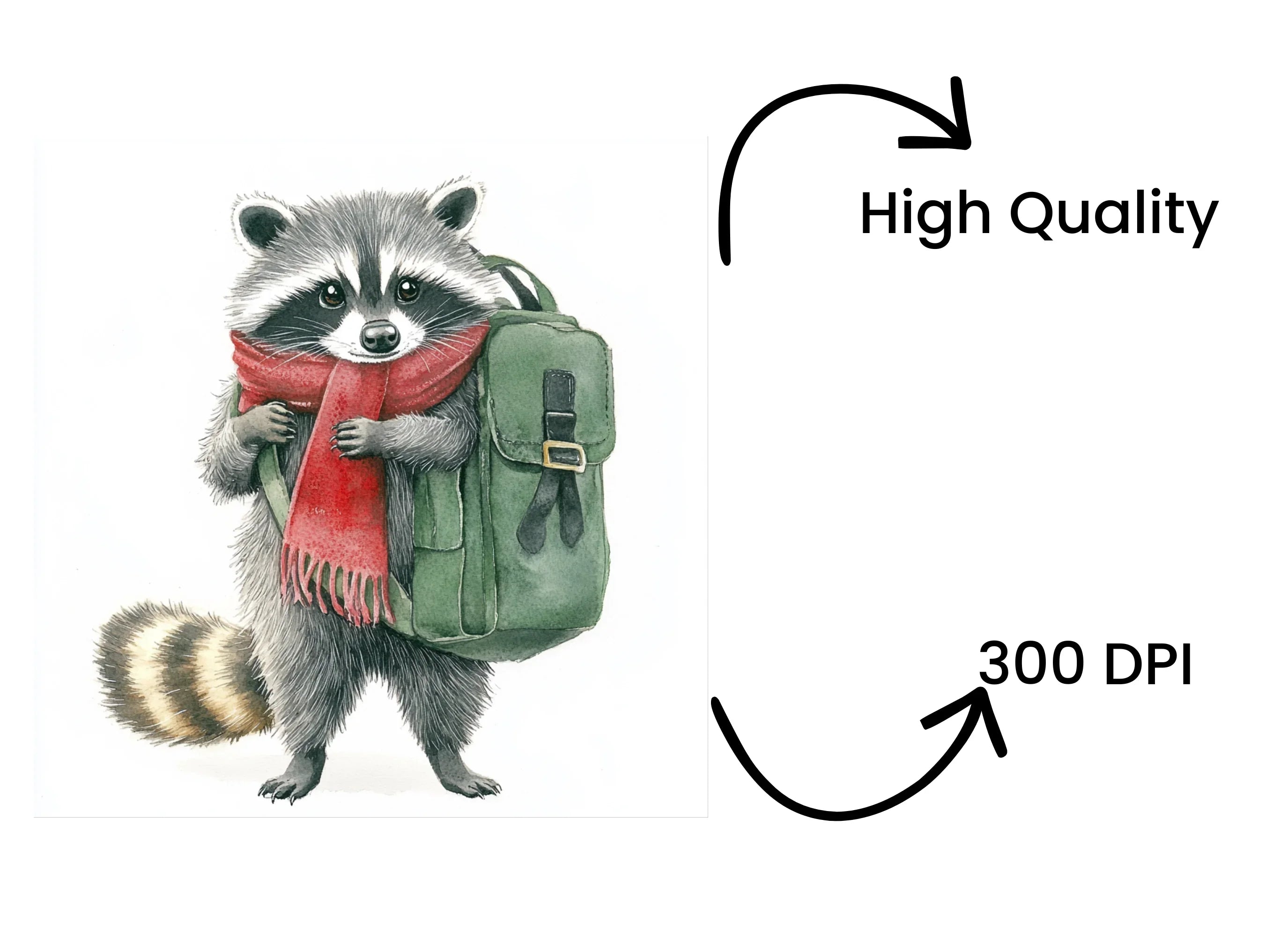 Cute Raccoon Backpack Clipart Bundle