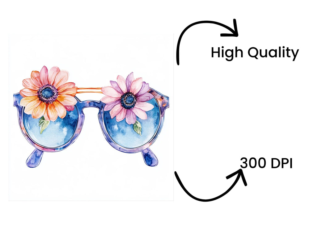 Summer Floral Sunglasses Clipart Bundle