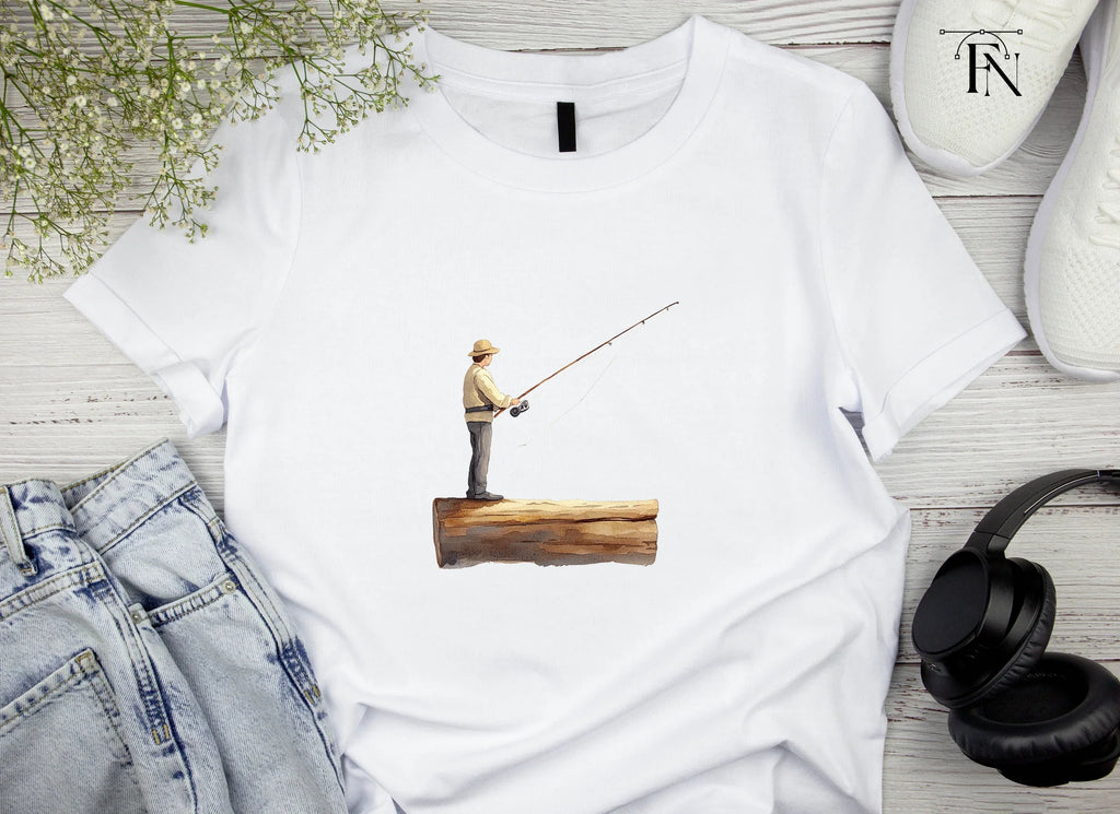 Fisherman on Log Clipart Bundle