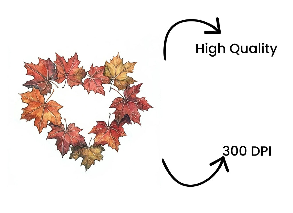 Autumn Maple Leaf Heart Wreath Clipart Bundle