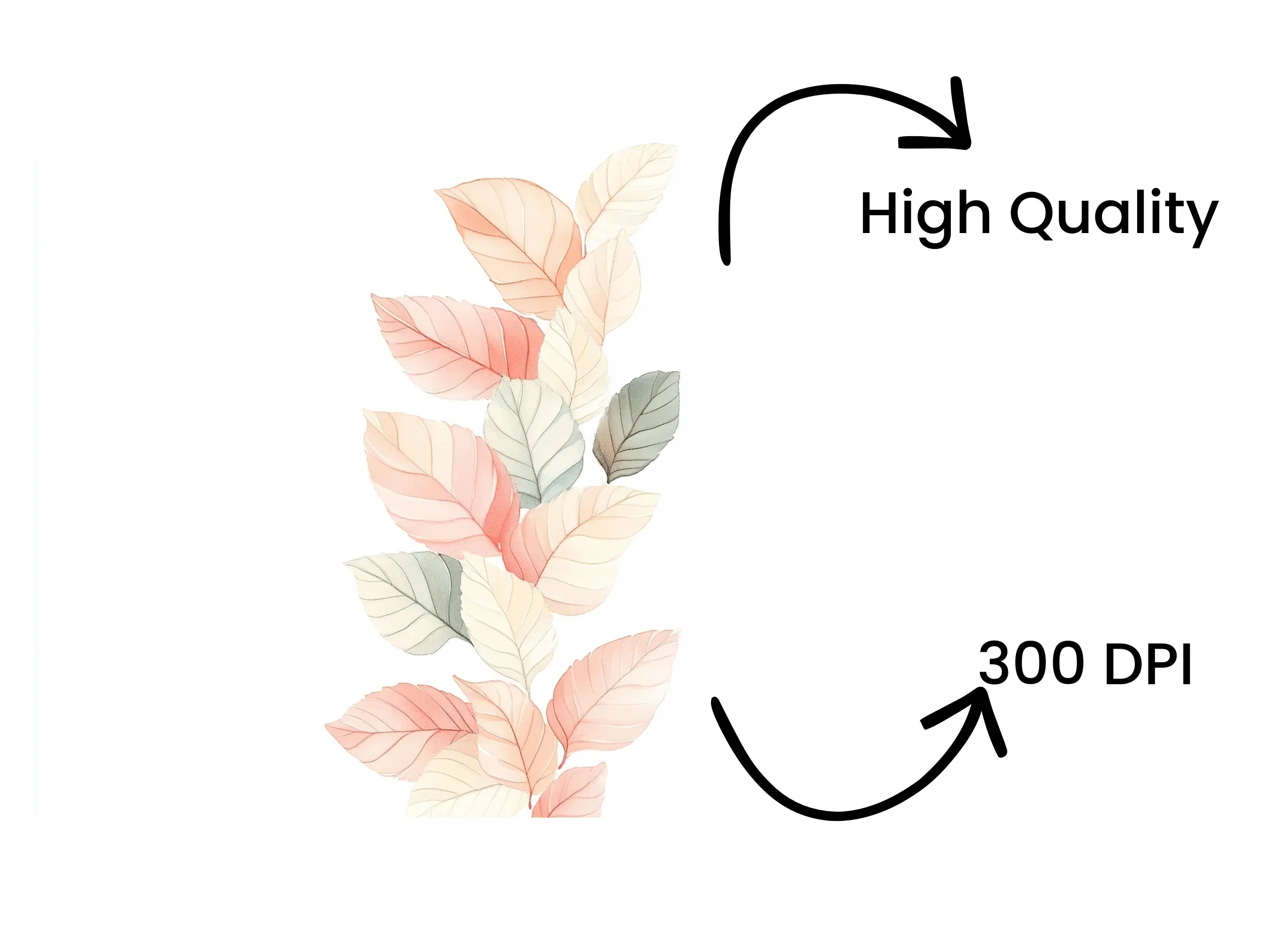 Pastel Leaf Wreaths Borders Clipart Bundle