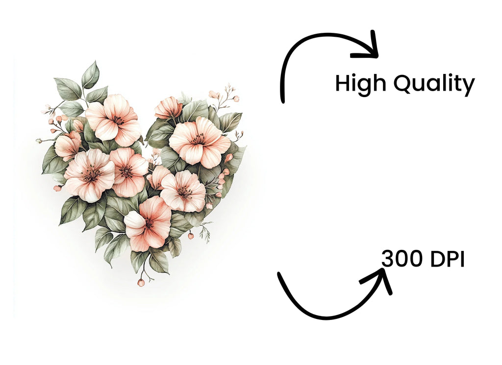 Floral Heart Clipart Bundle