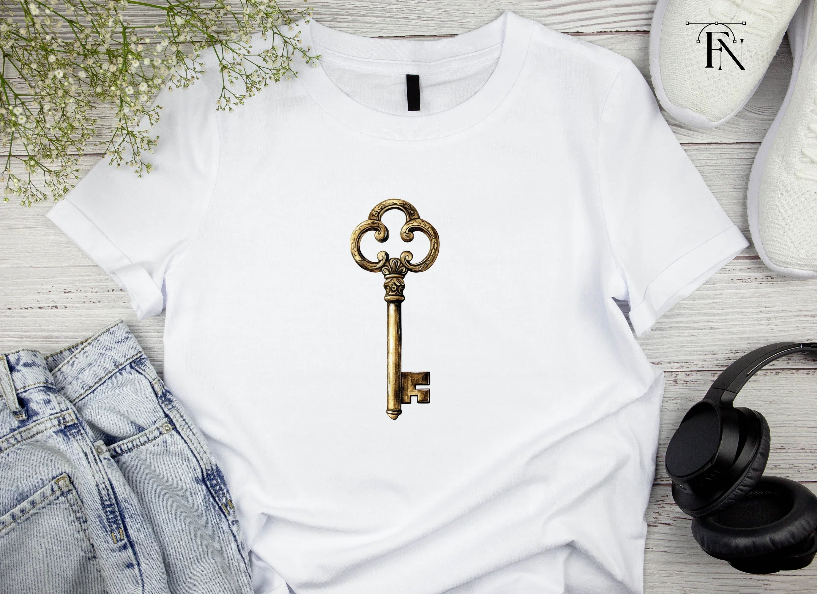Ornate Golden Skeleton Key Clipart Bundle