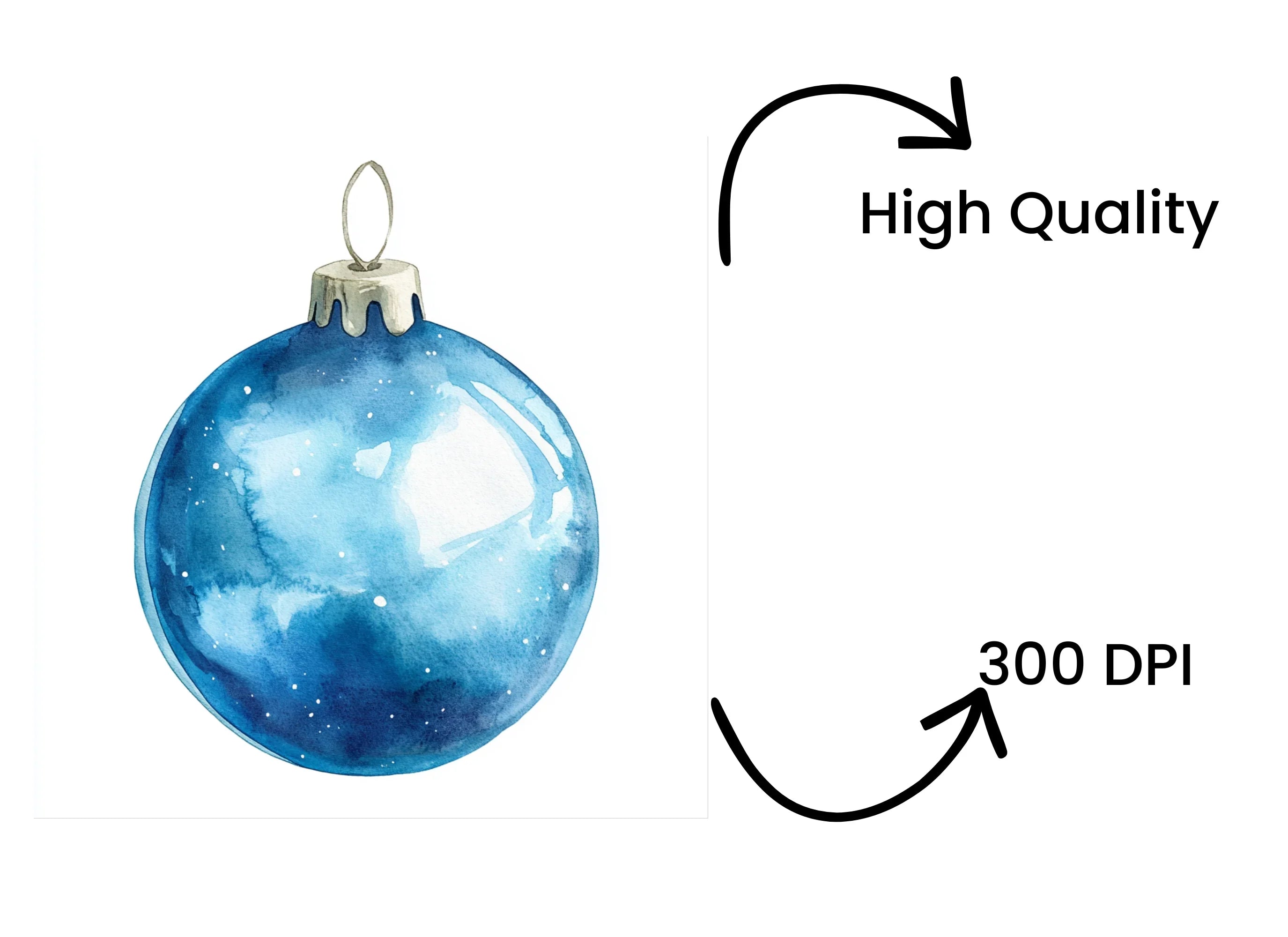 Blue Christmas Ornaments Clipart Bundle