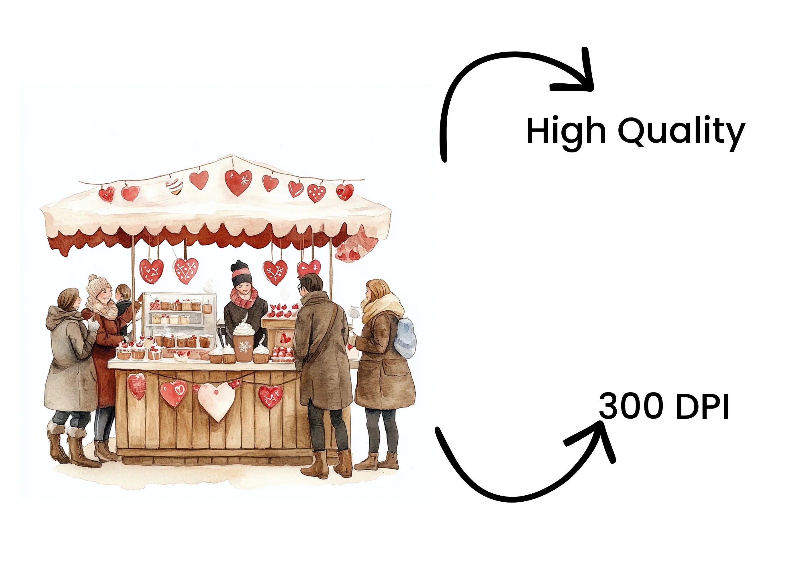 Winter Market Valentine Day Clipart Bundle