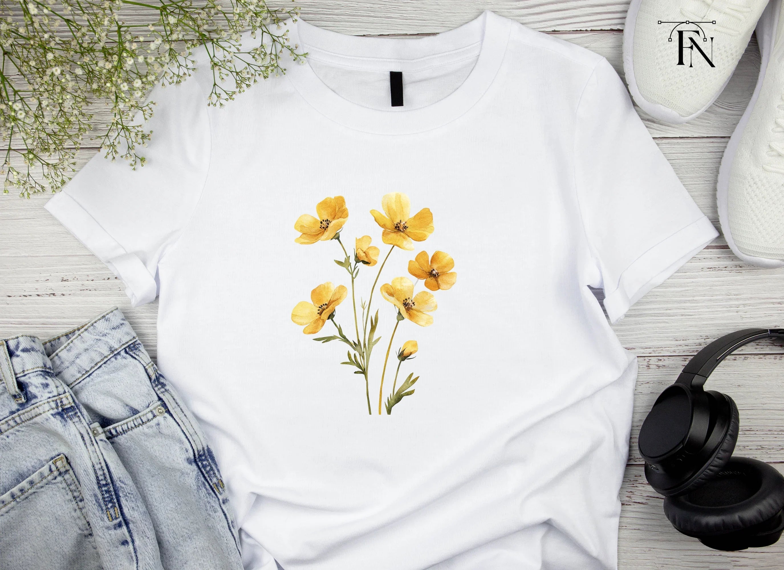 Yellow Wildflowers Clipart Bundle
