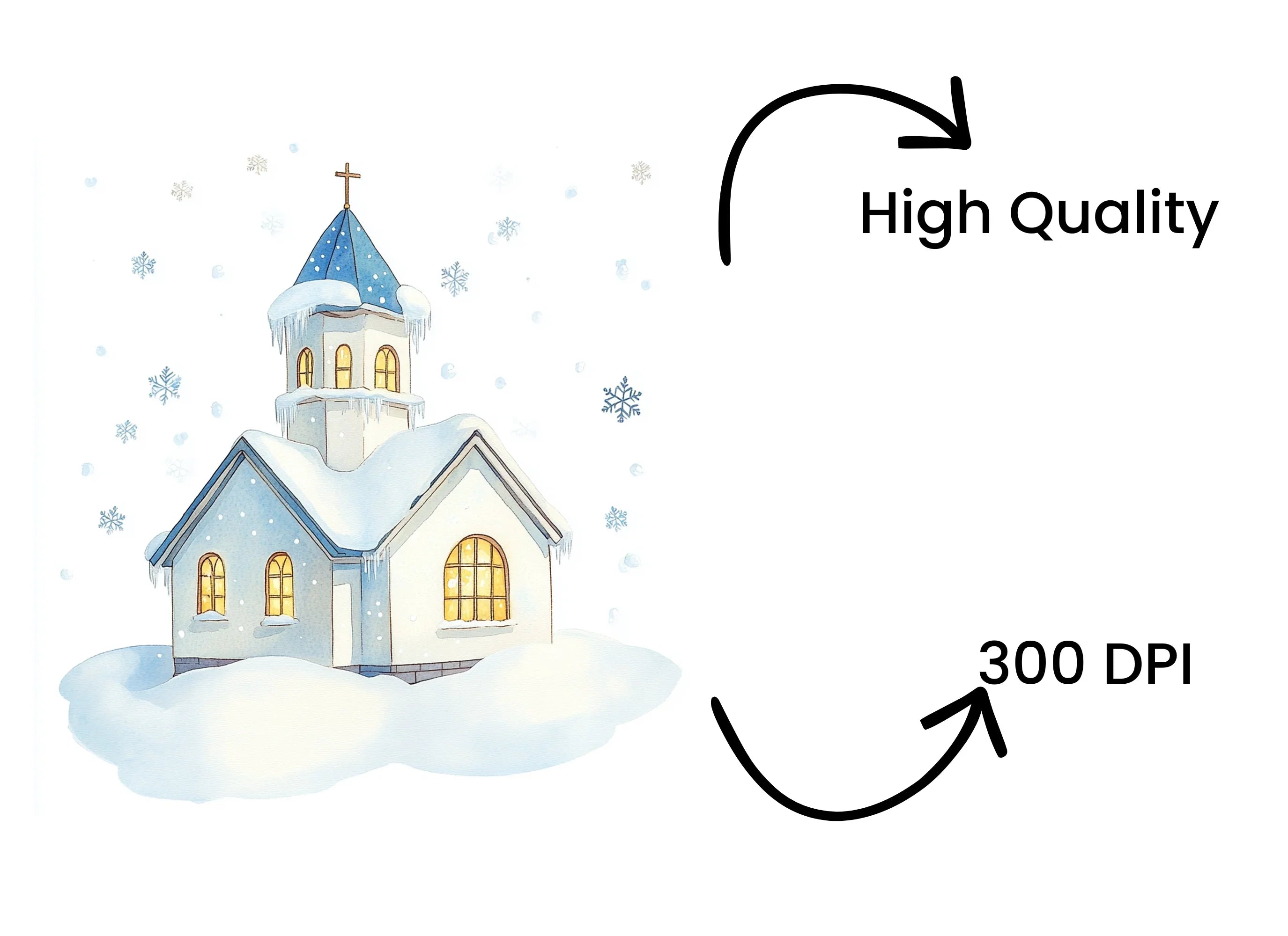 Winter Church Clipart Bundle