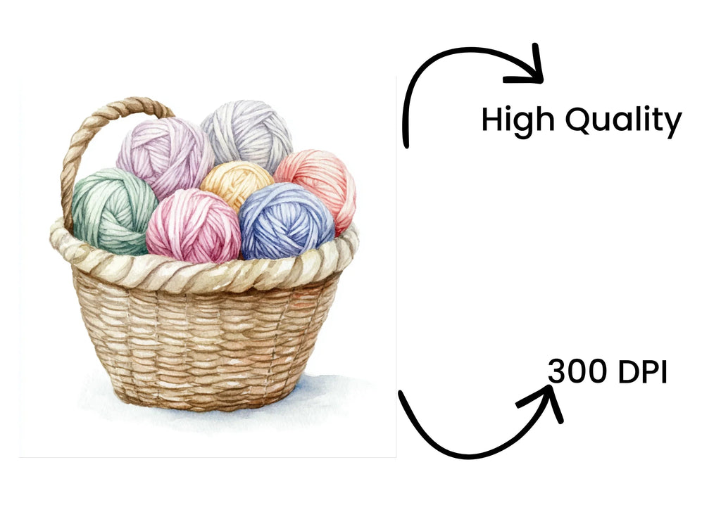 Yarn Basket Clipart Bundle