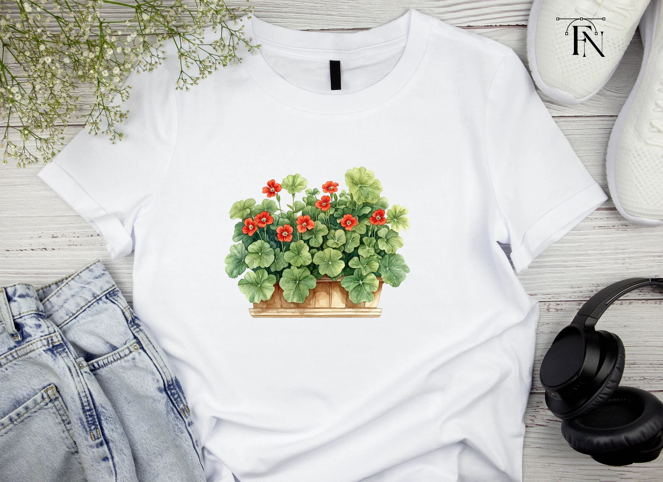 Geraniums in Pots Clipart Bundle