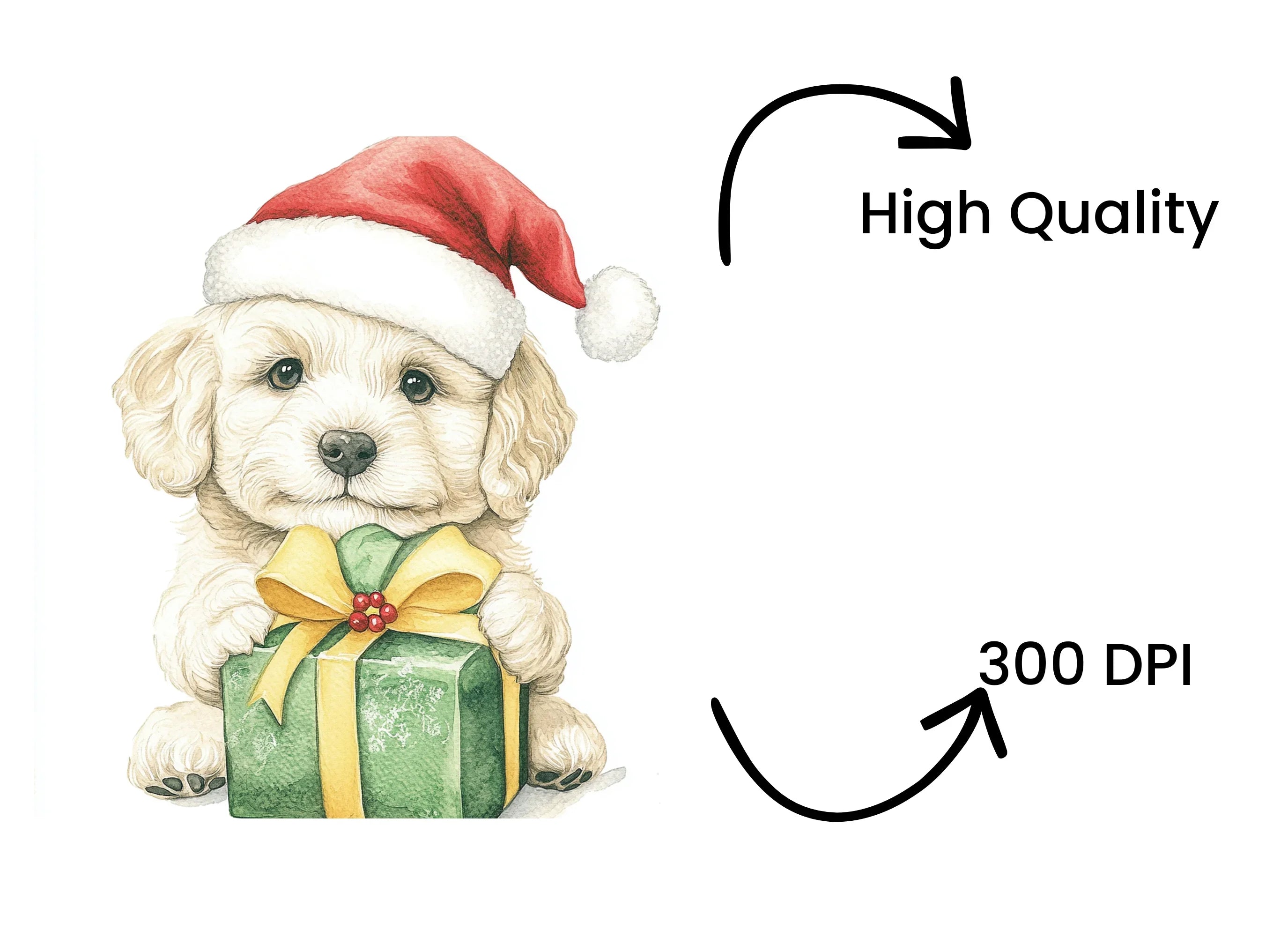 Cute Christmas Puppies with Gifts Clipart Bundle