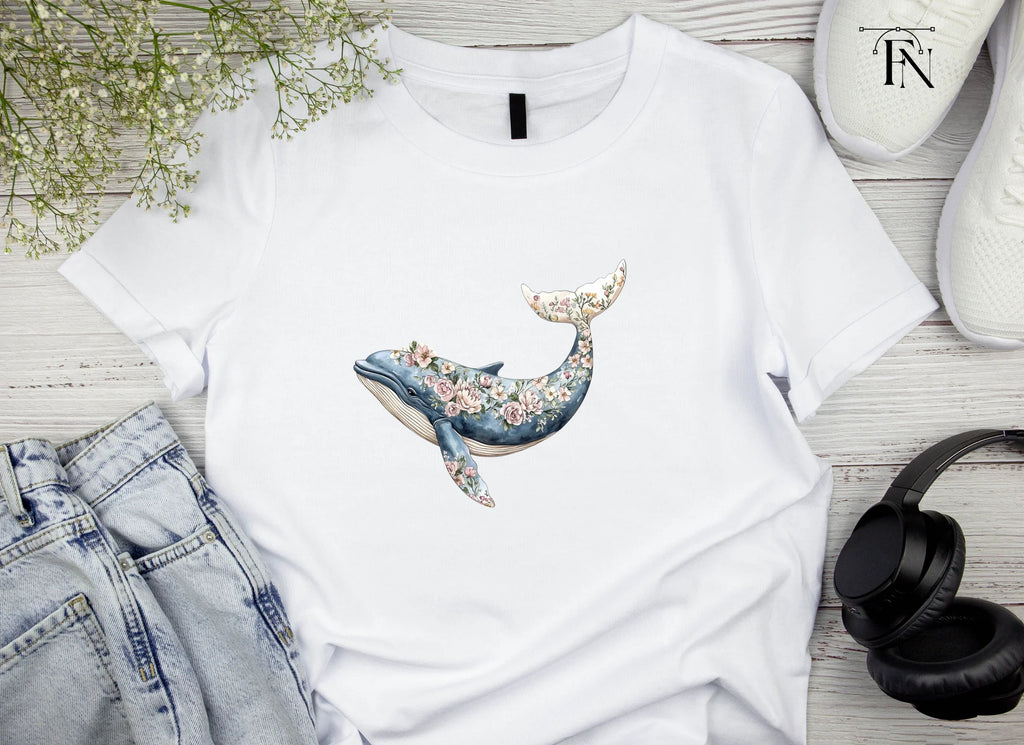 Floral Whale Clipart Bundle