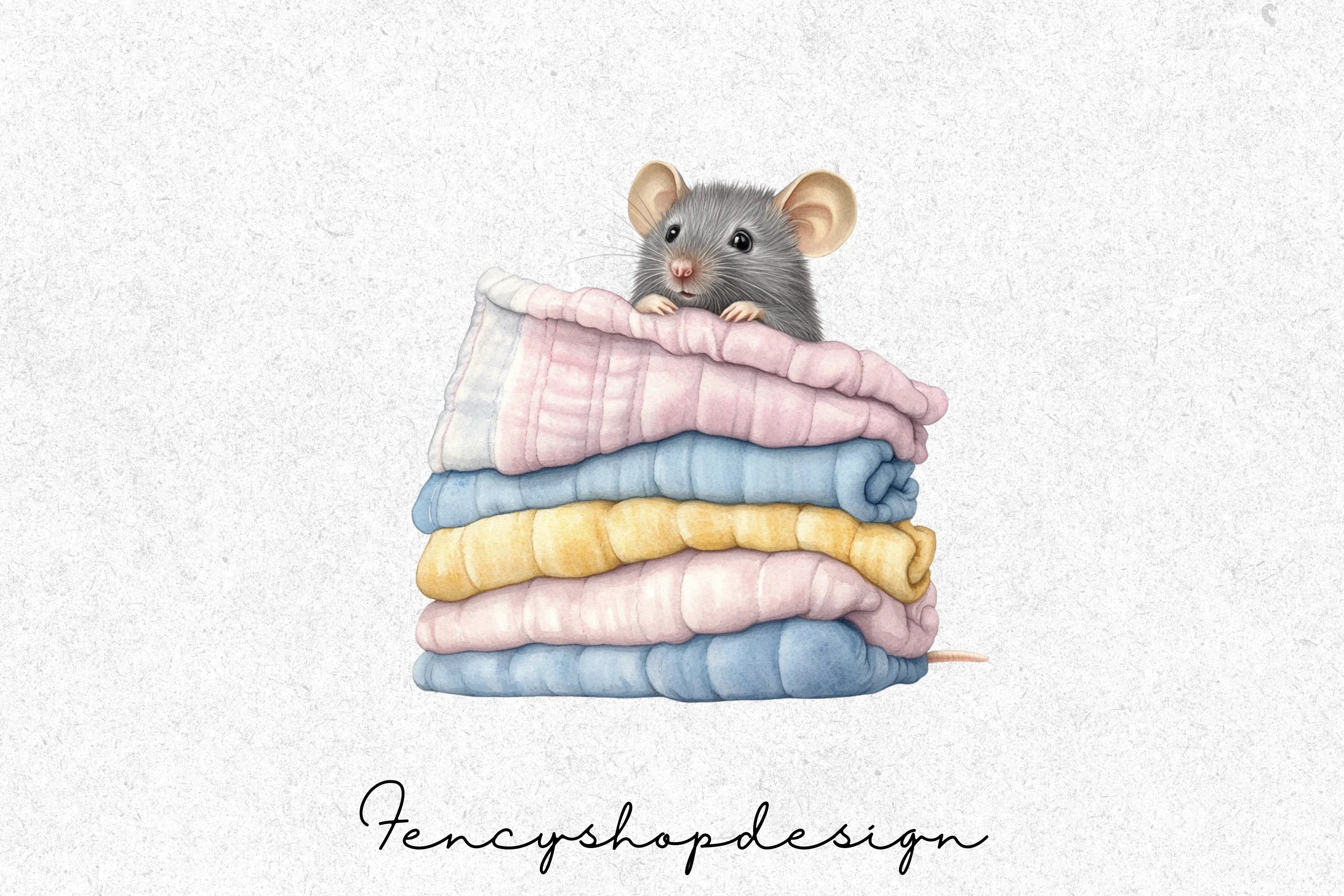 Cute Baby Mouse Nursery Clipart Bundle