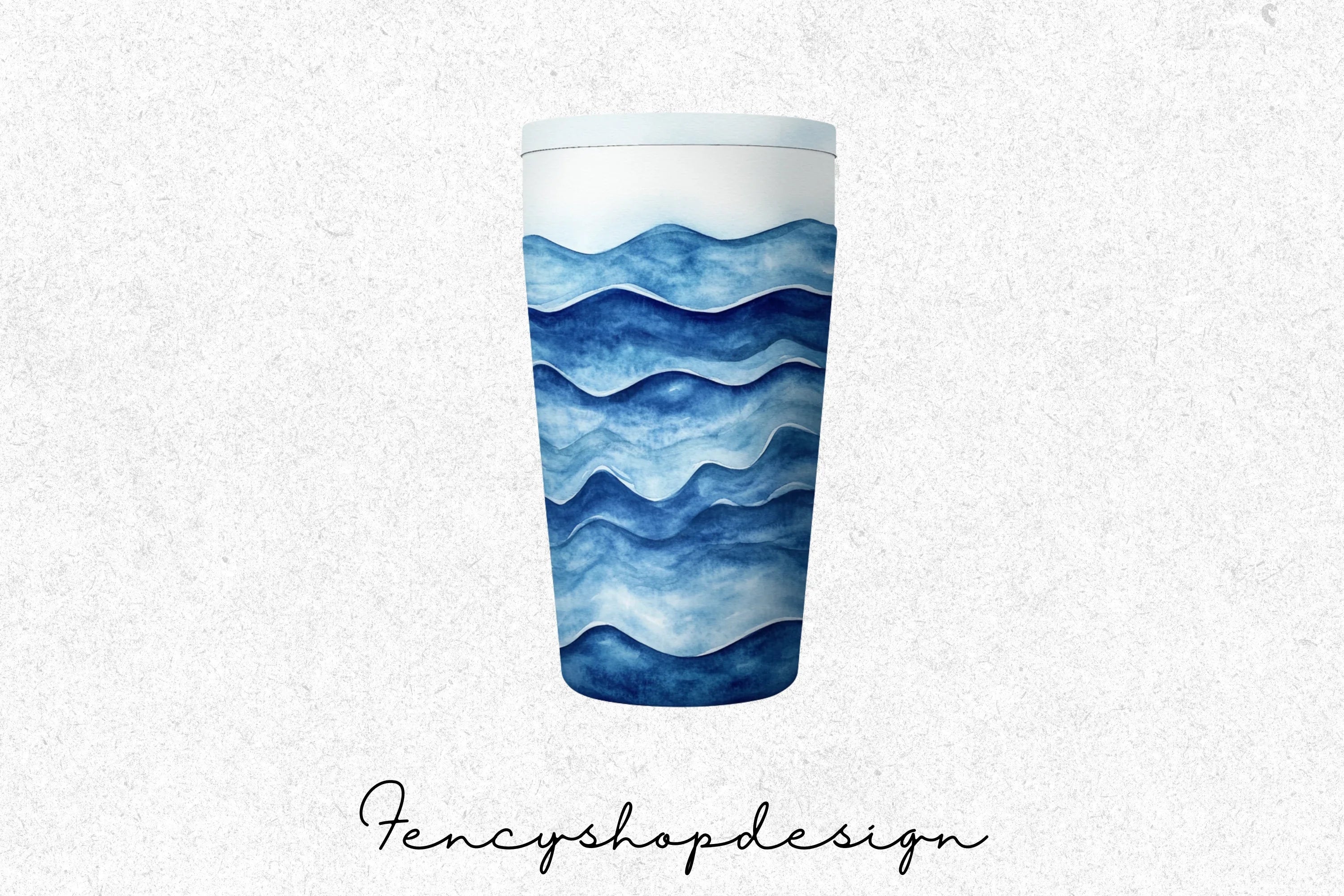 Deep Blue Ocean Wave Tumbler Designs Clipart Bundle