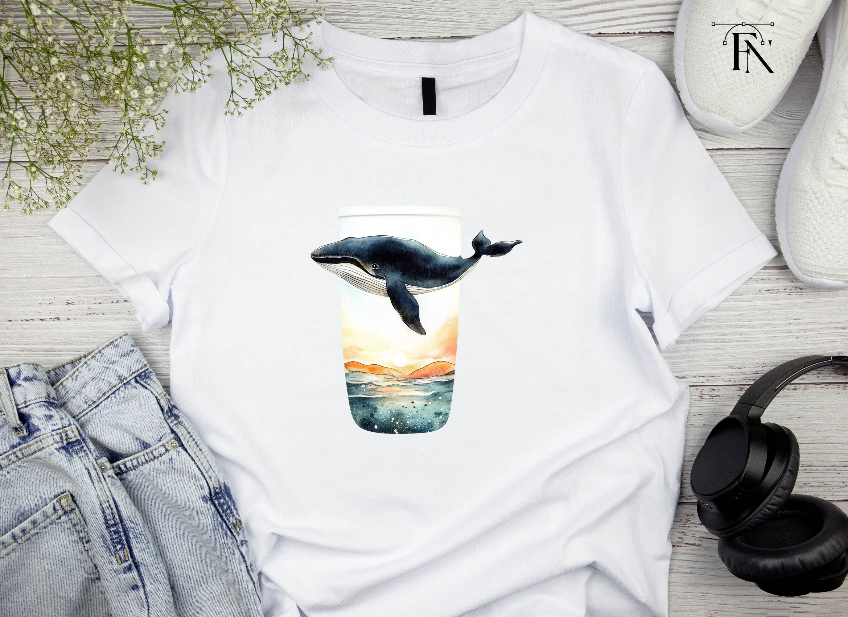 Whale Sunset Tumbler Clipart Bundle