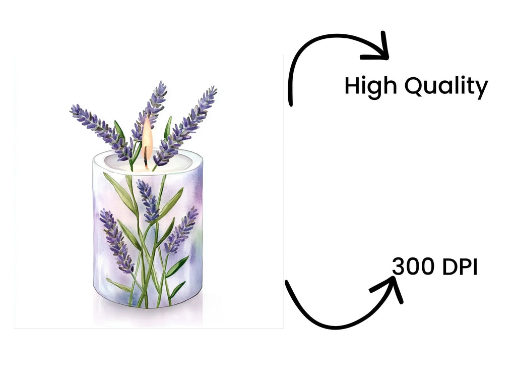 Lavender Candle Illustrations Clipart Bundle