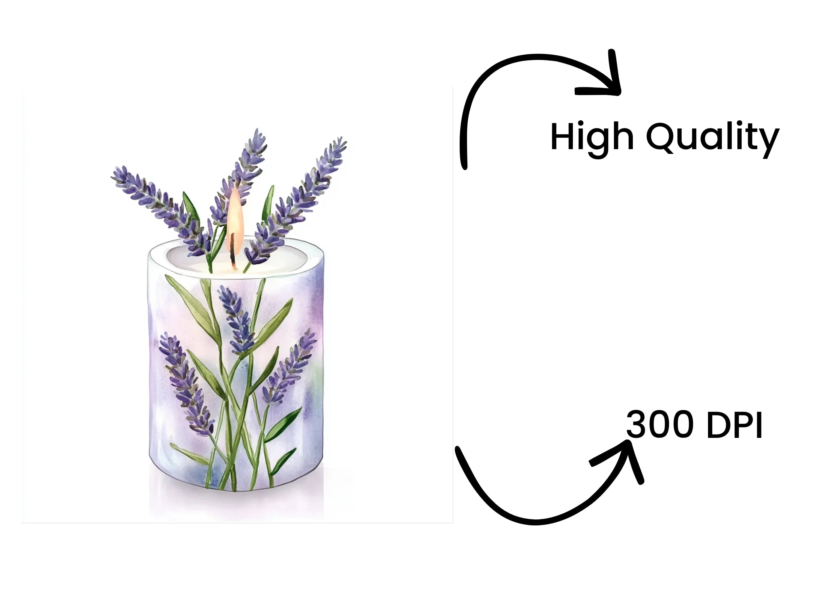 Lavender Candle Illustrations Clipart Bundle