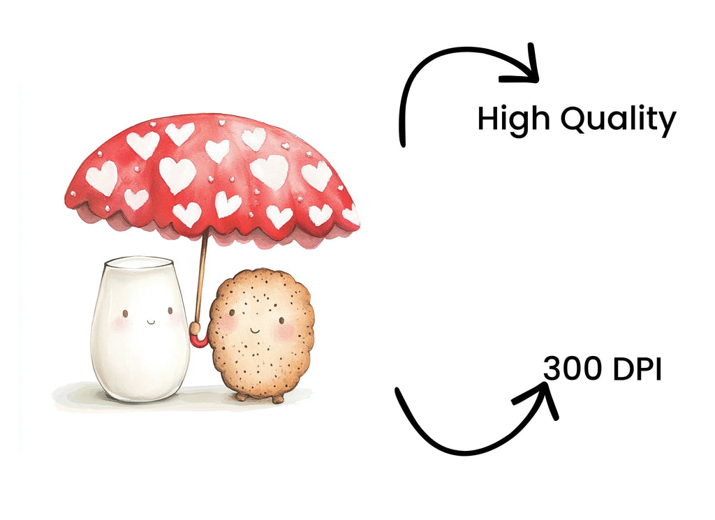 Milk and Cookie Valentine Clipart Bundle