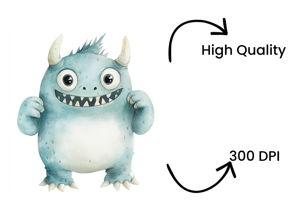 Cute Blue Monster Clipart Bundle