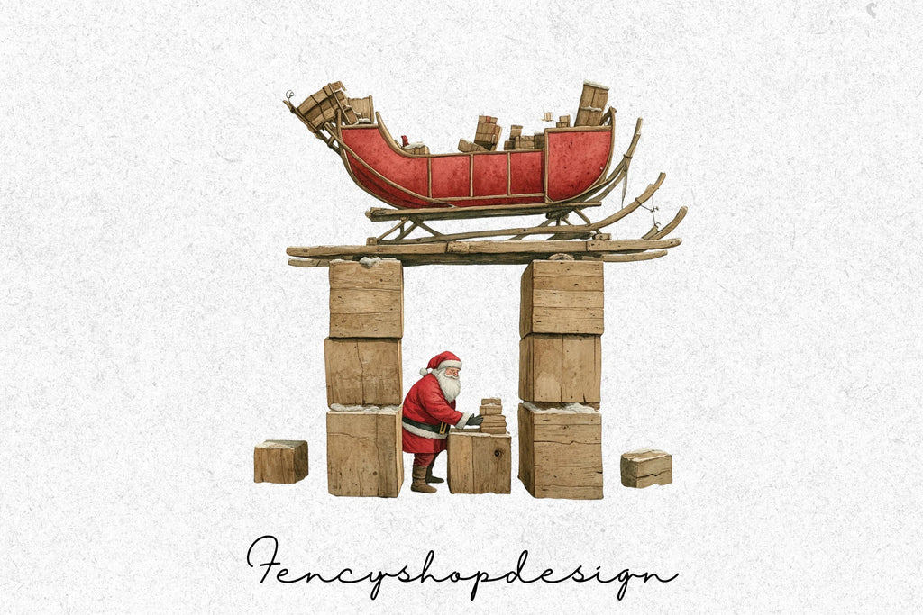 Santa Sleigh Tune-Up Clipart Bundle