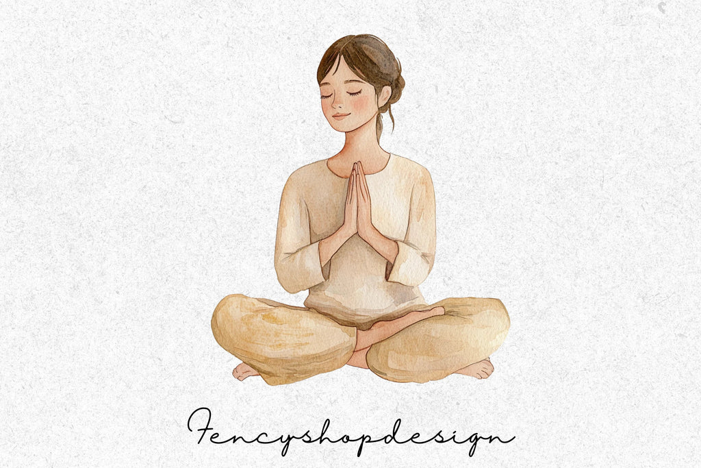 Mindful Women Yoga Poses Clipart Bundle