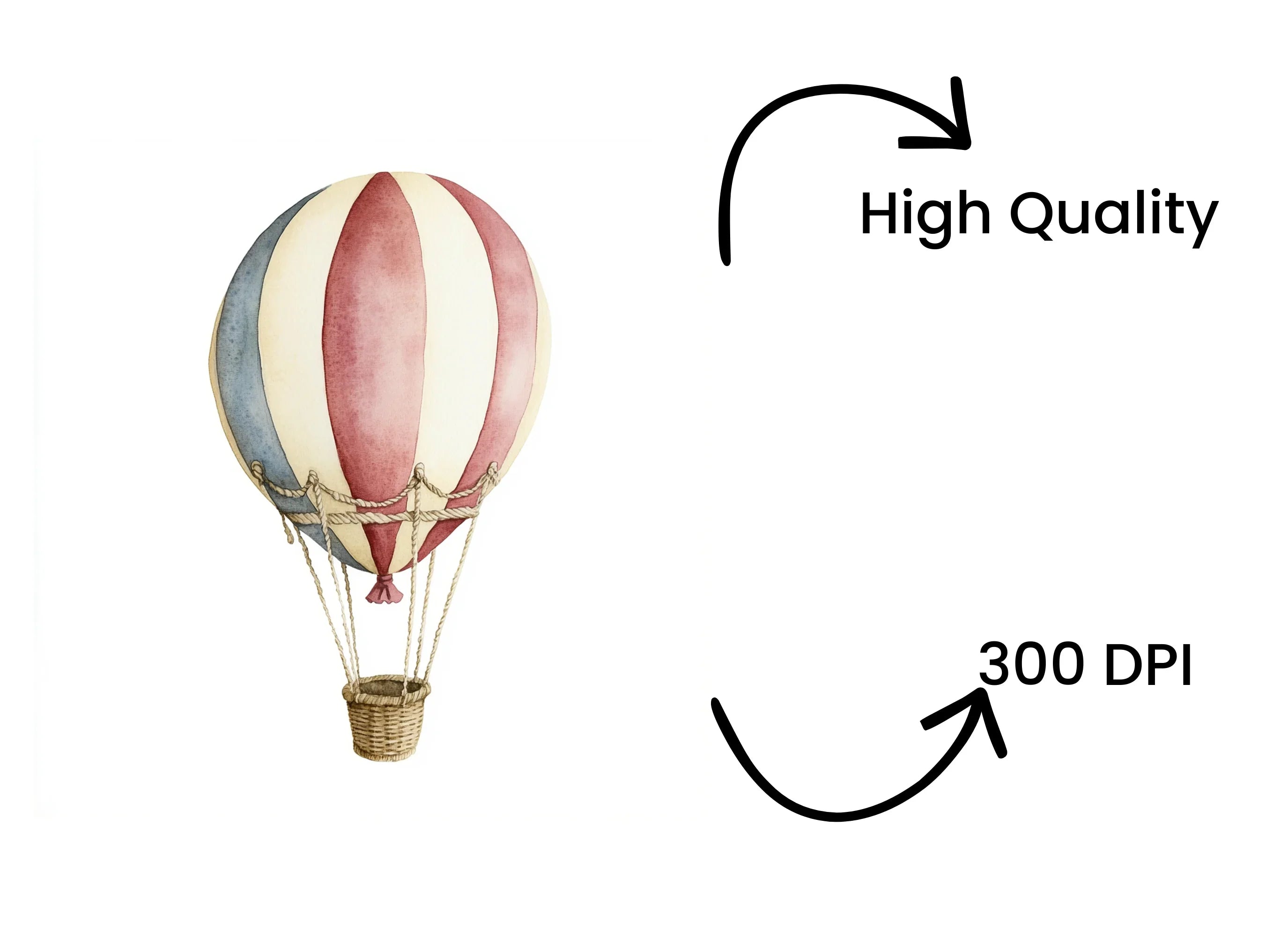 Vintage Hot Air Balloon Illustrations Clipart Bundle