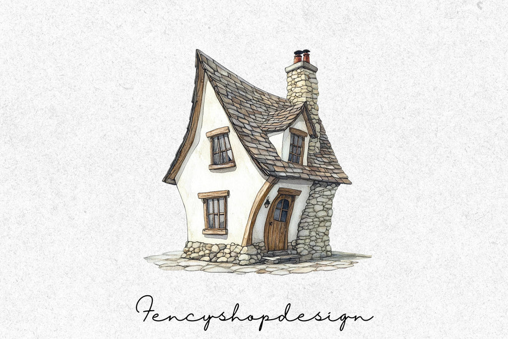 Whimsical Fantasy Cottage Clipart Bundle
