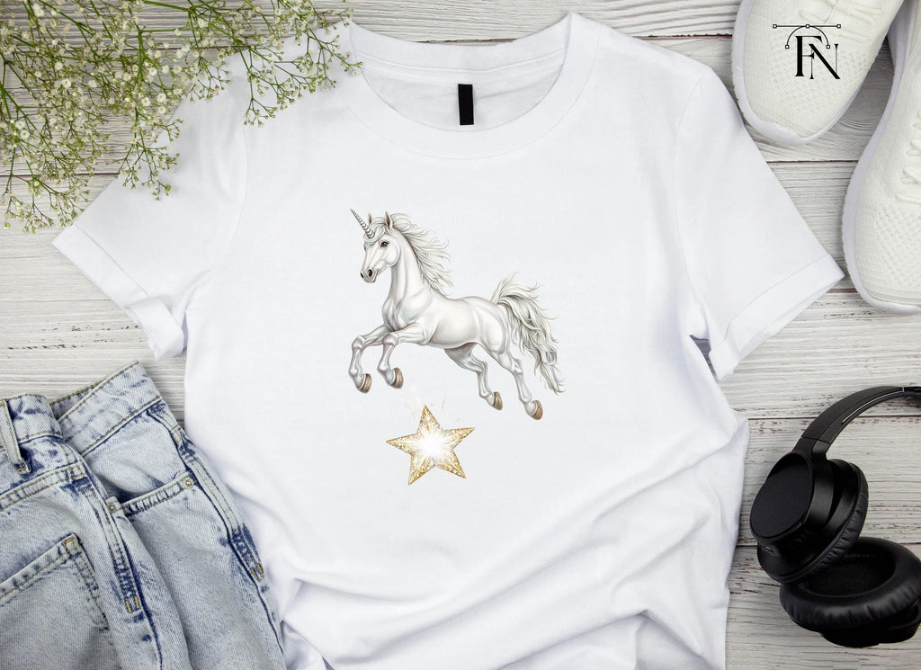 Majestic White Unicorn with Star Clipart Bundle
