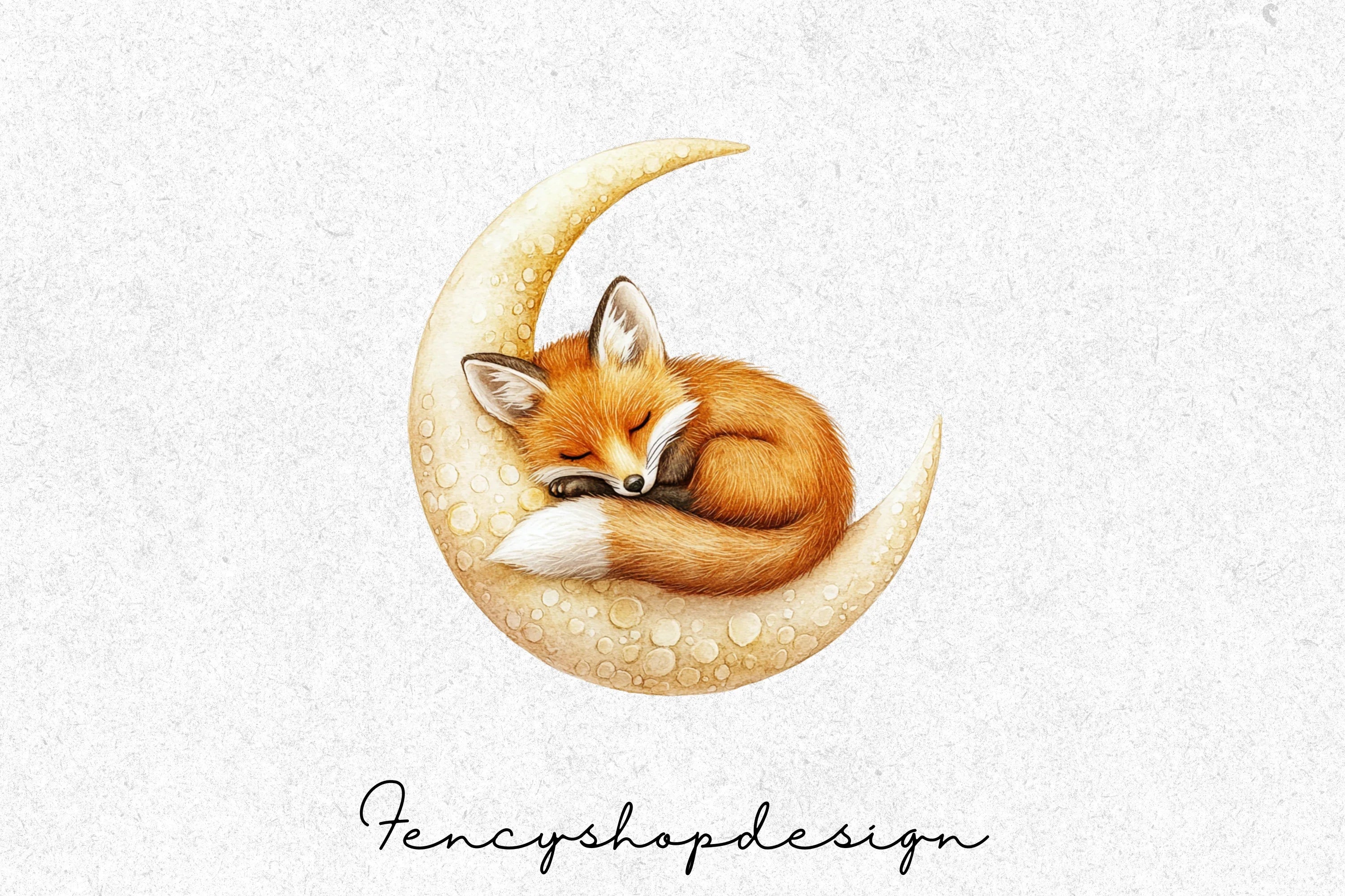 Cute Fox Moon Nursery Clipart Bundle