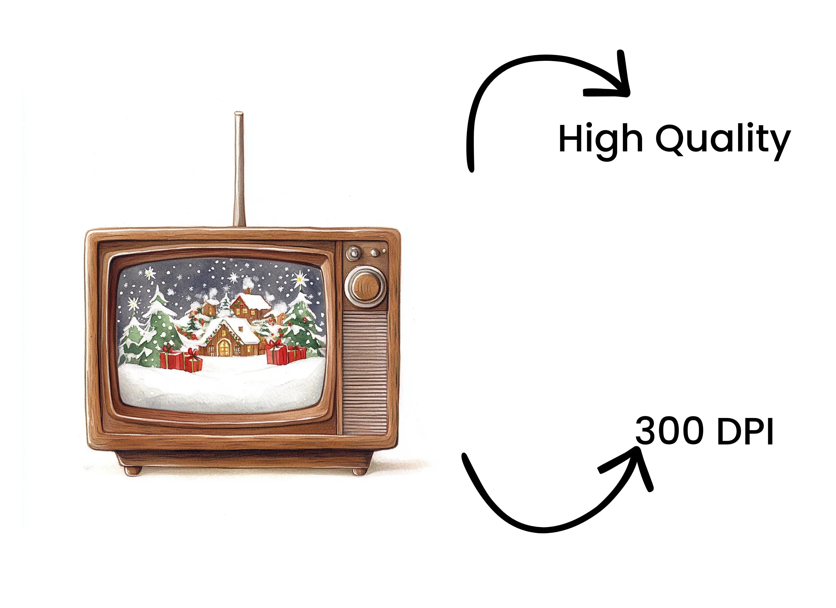 Christmas Village TV Clipart Bundle
