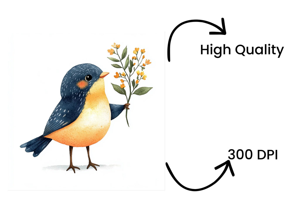 Cute Little Birds with Flowers Clipart Bundle
