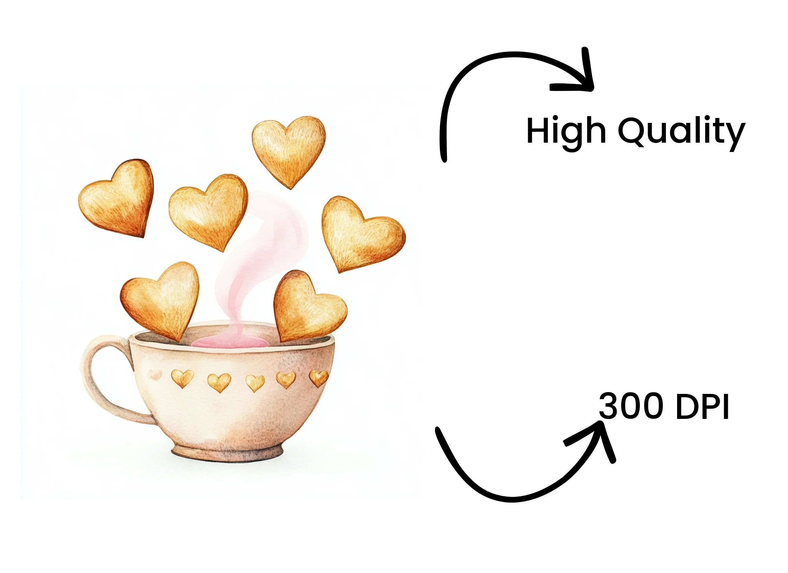 Heart Cookies in Teacups Clipart Bundle