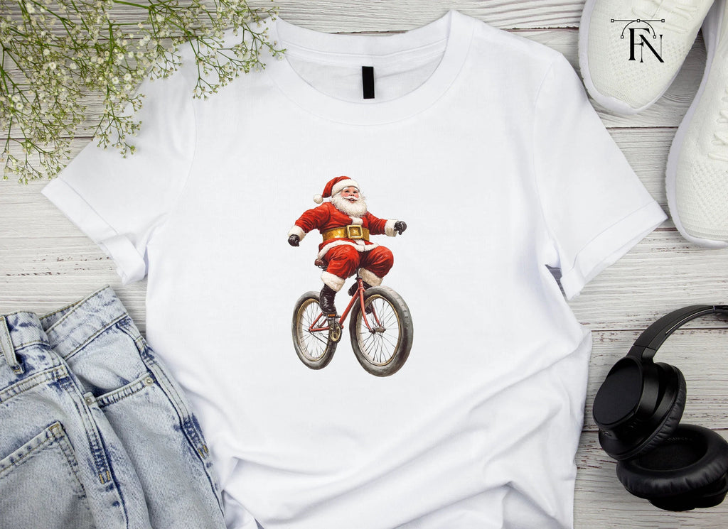 Santa Claus Riding Bicycle Clipart Bundle