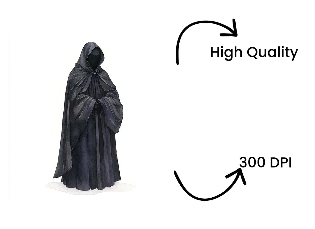 Mysterious Black Hooded Robe Clipart Bundle