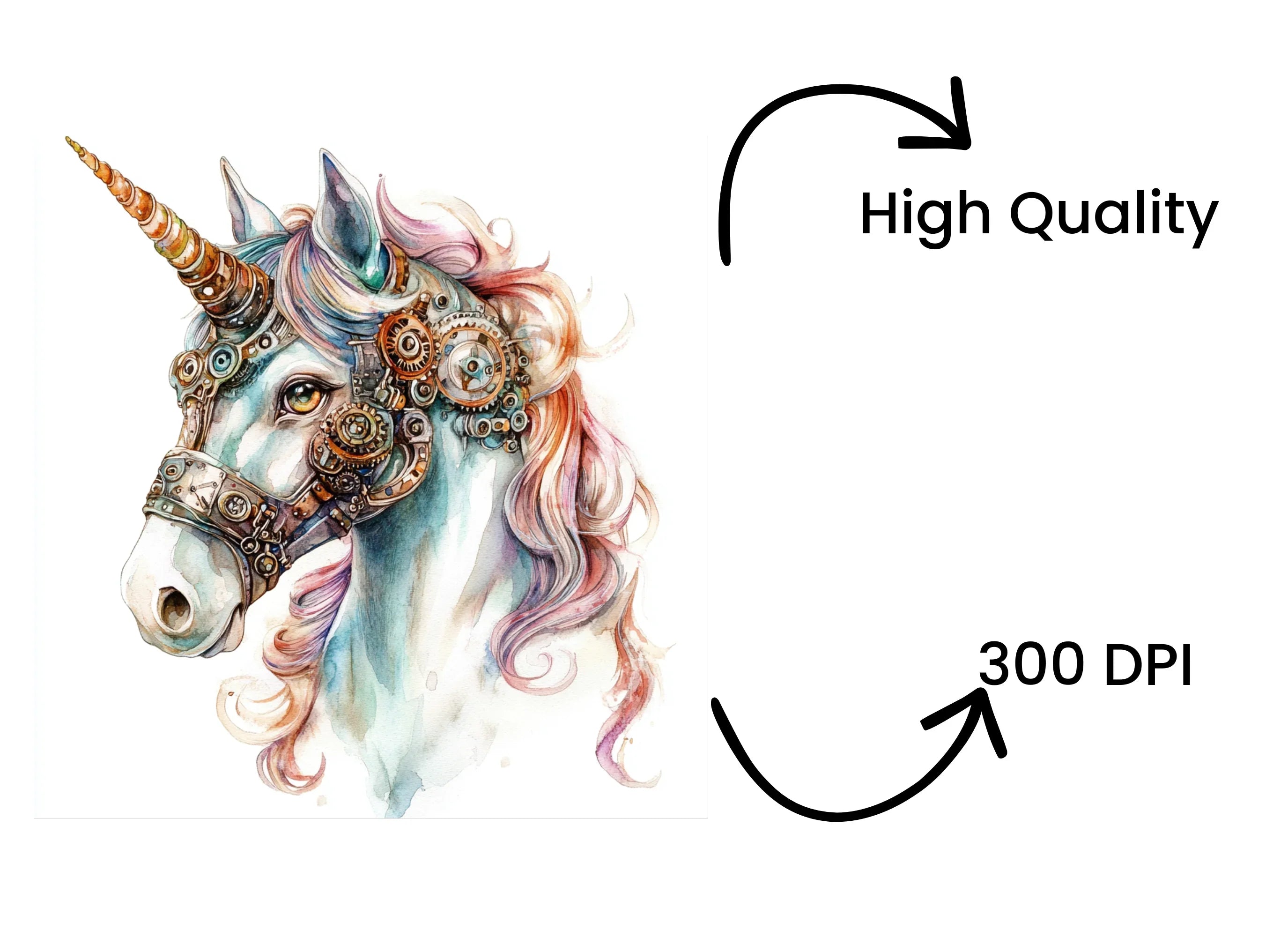 Steampunk Unicorns Clipart Bundle