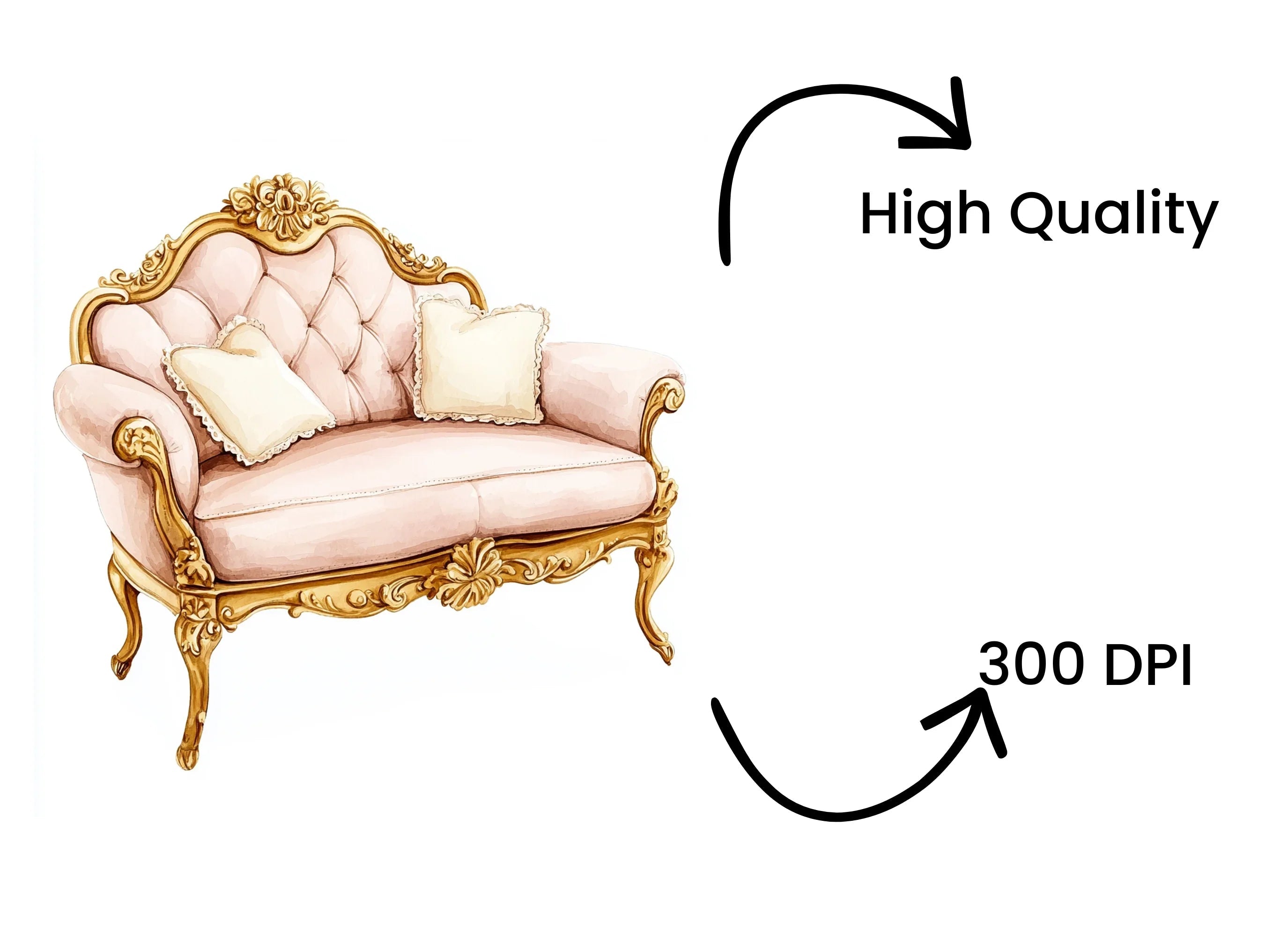 Luxury Vintage Sofas Clipart Bundle