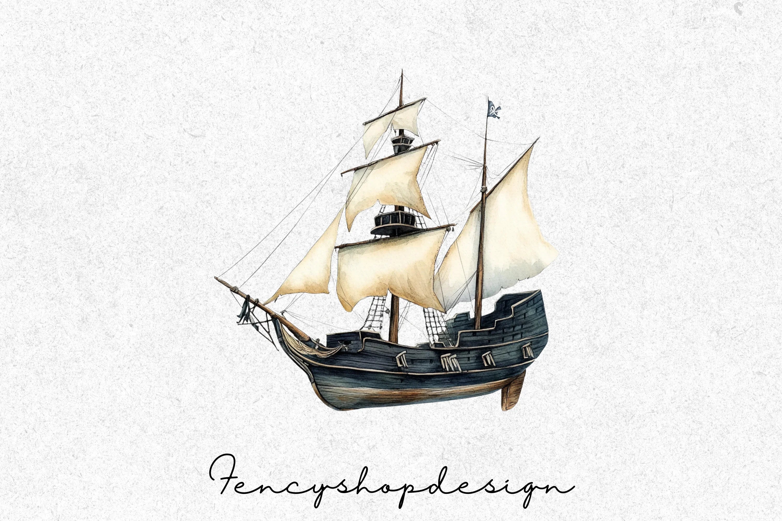 Vintage Sailing Ships Clipart Bundle