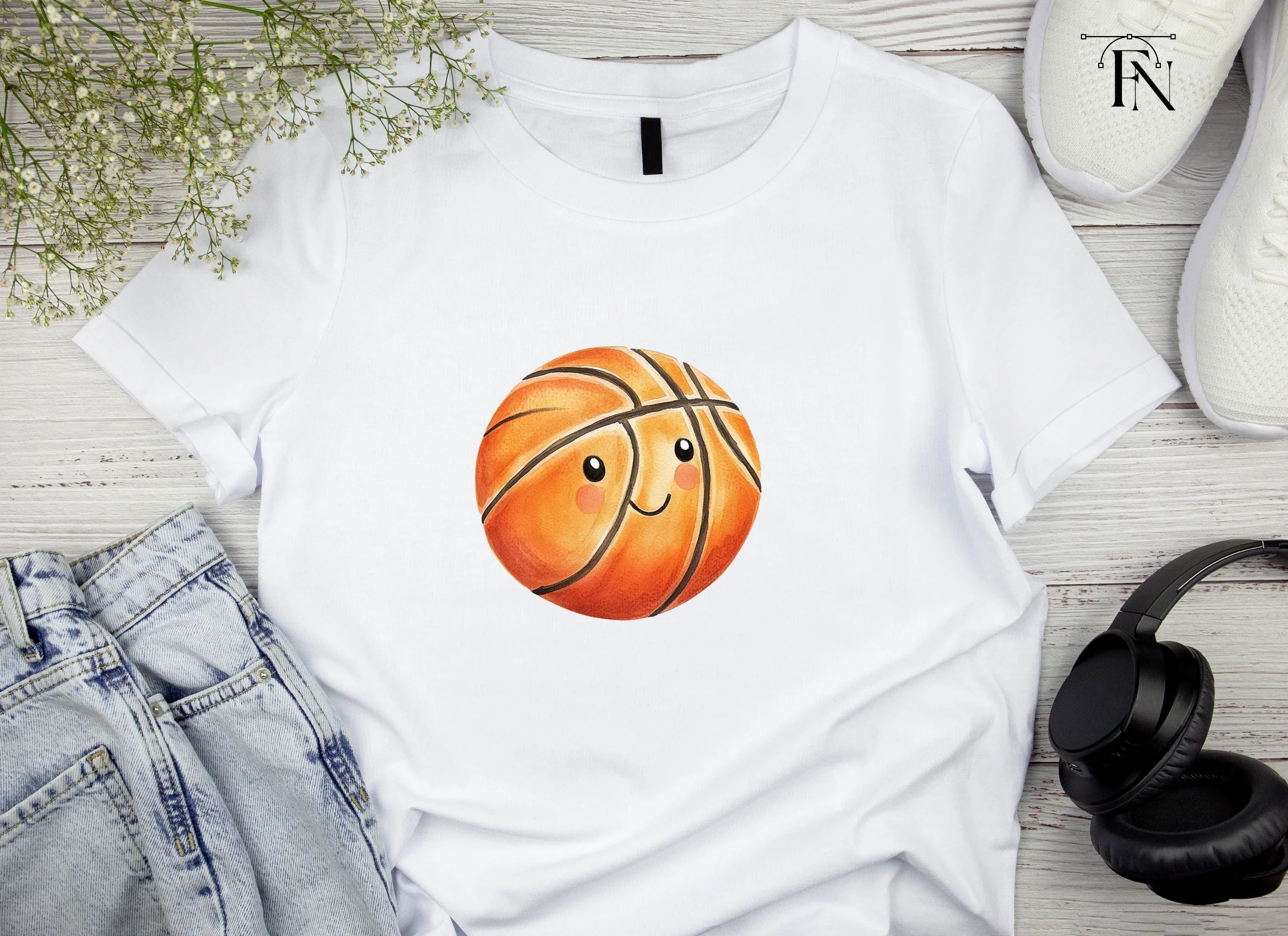 Cute Kawaii Basketball Clipart Bundle
