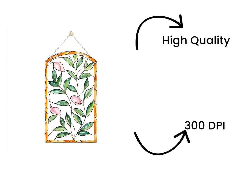 Stained Glass Botanical Clipart Bundle
