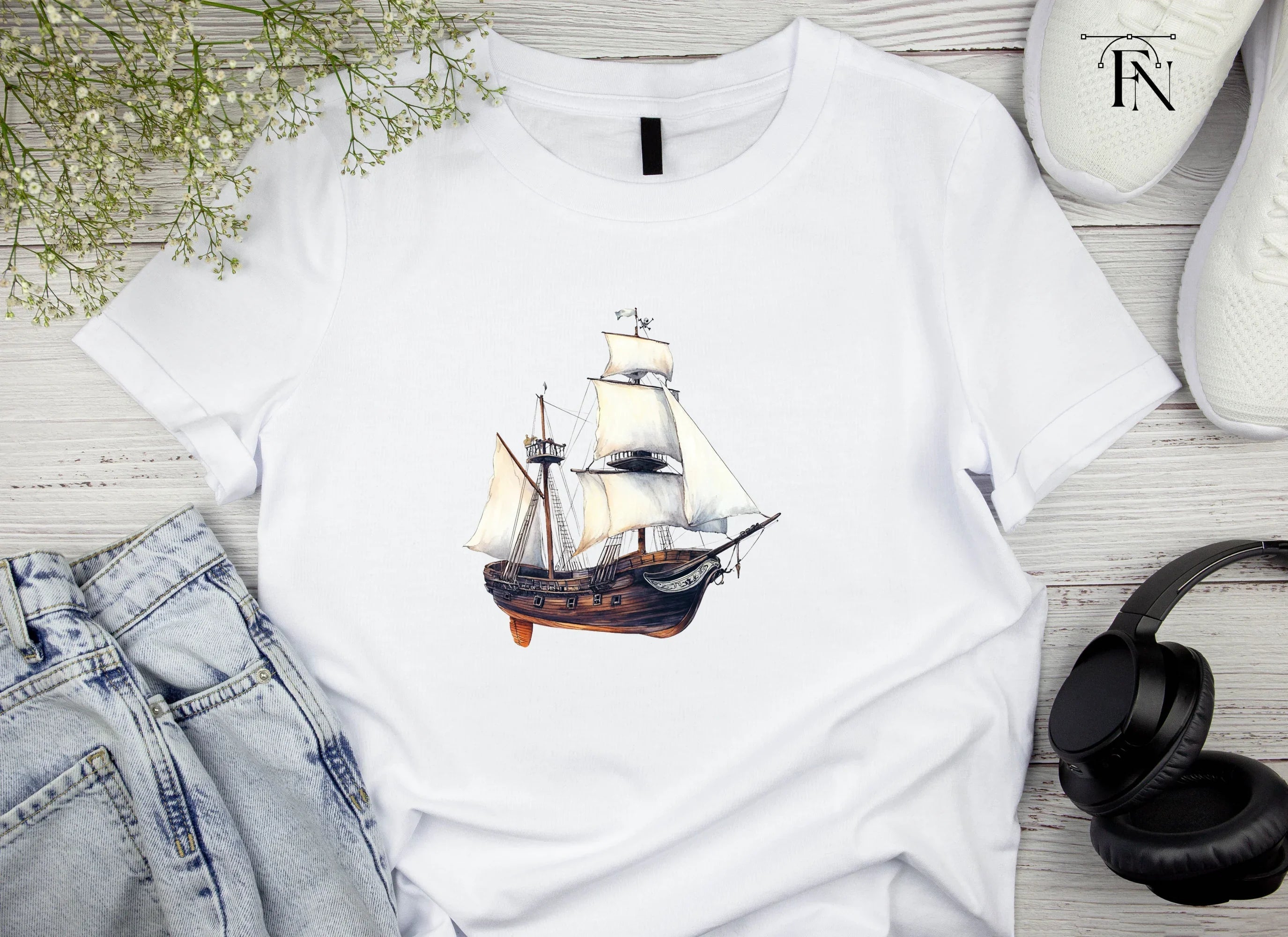 Vintage Pirate Ship Clipart Bundle