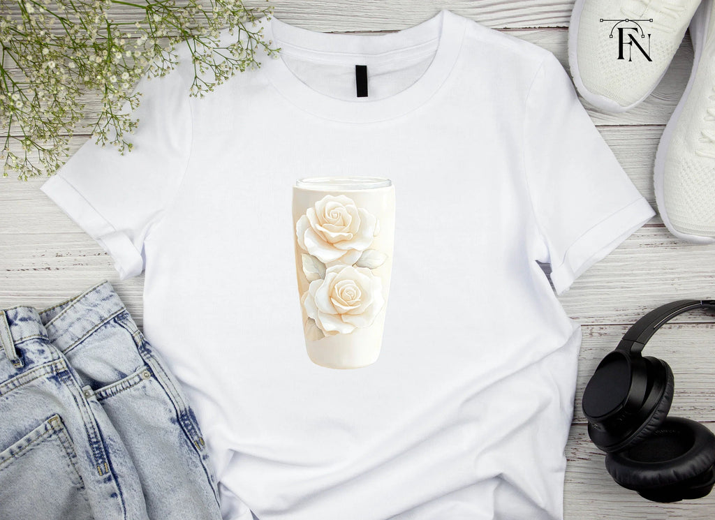 Elegant White Rose Tumbler Clipart Bundle