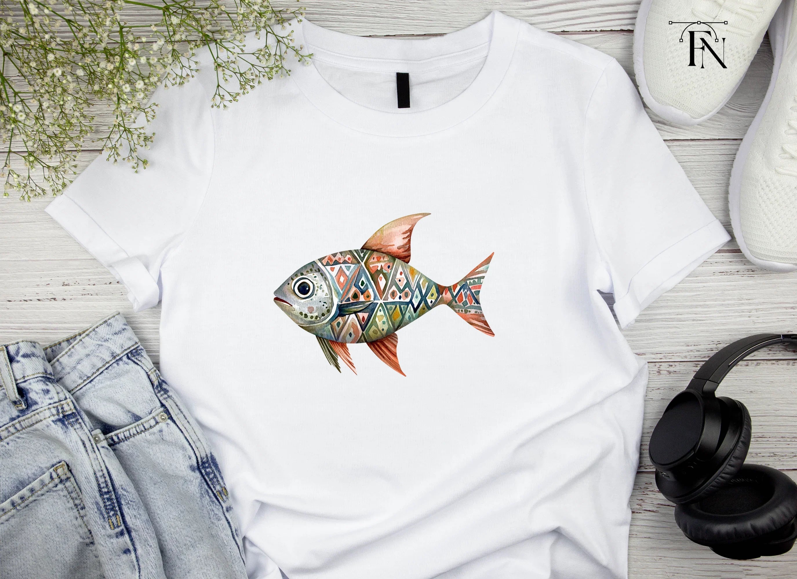Geometric Patterned Fish Clipart Bundle