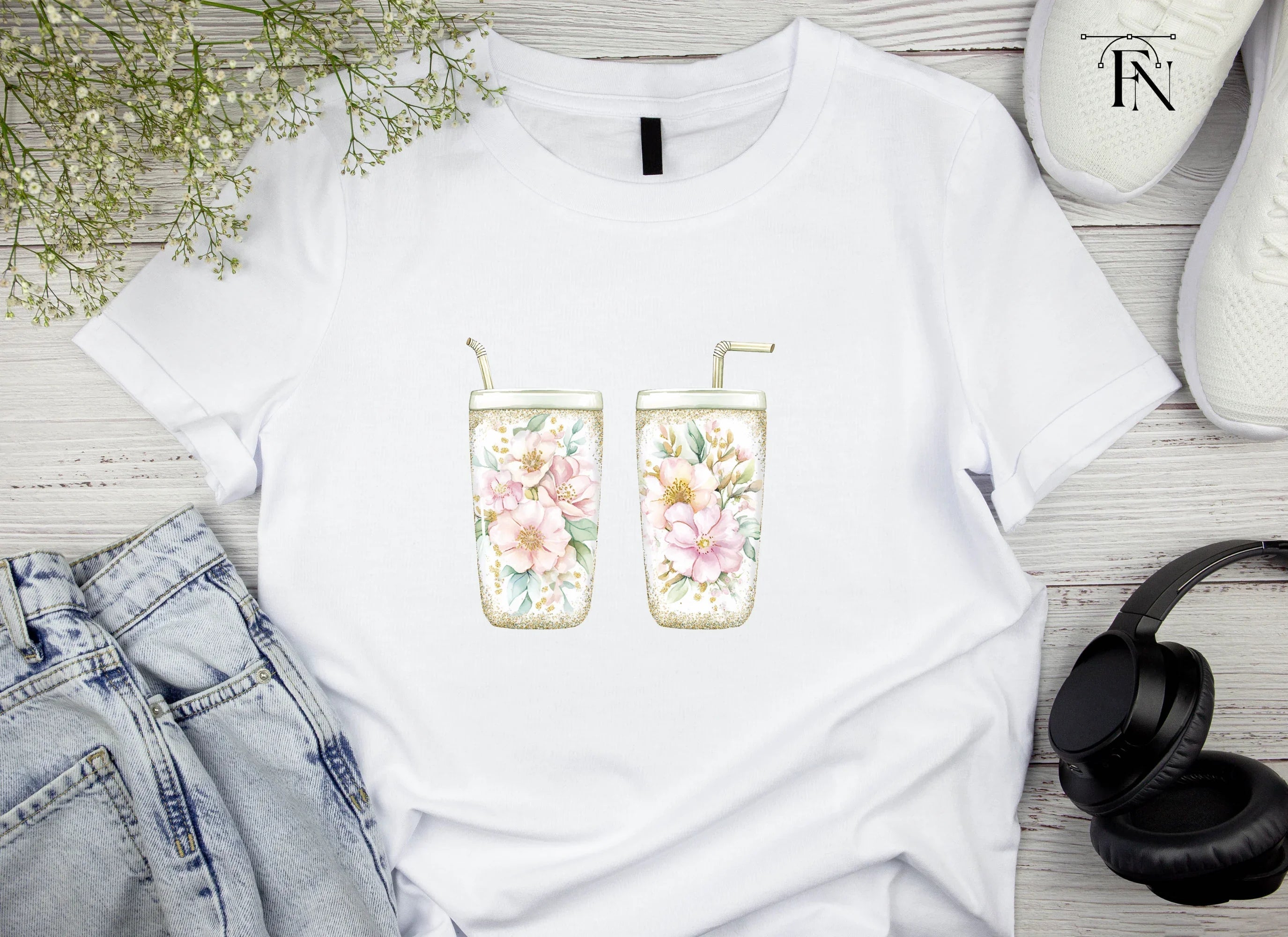 Floral Tumbler Clipart Bundle