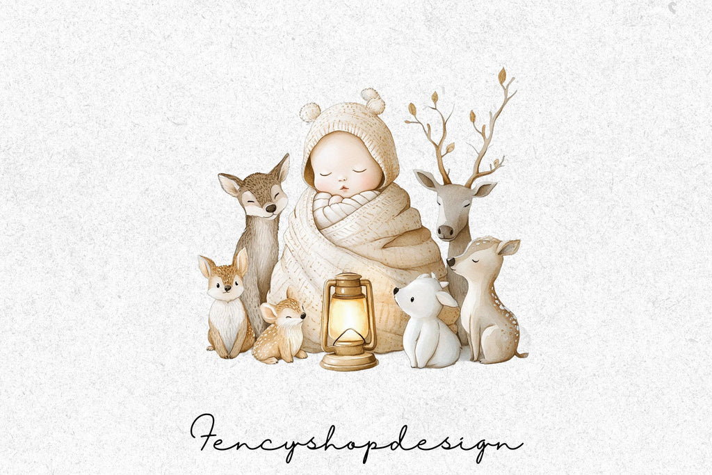 Winter Baby Animals Clipart Bundle
