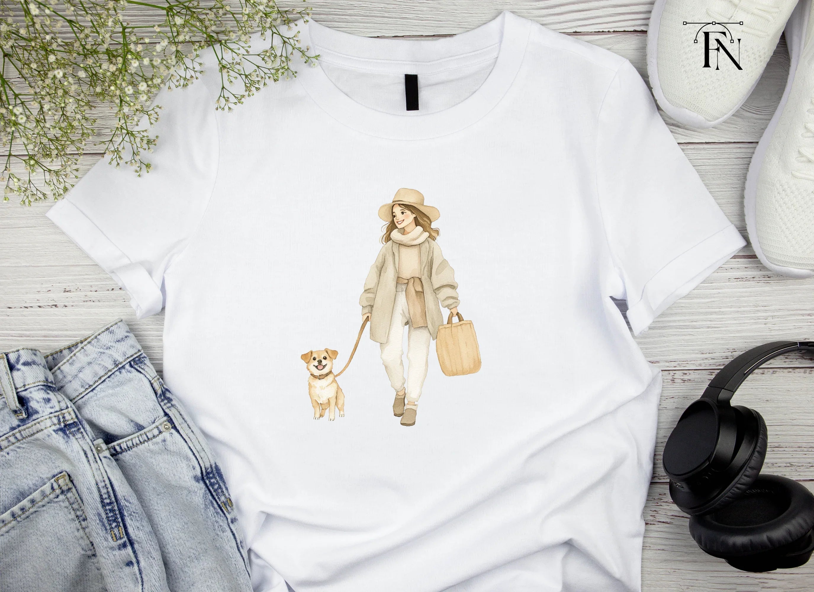 Woman Walking Dog Clipart Bundle